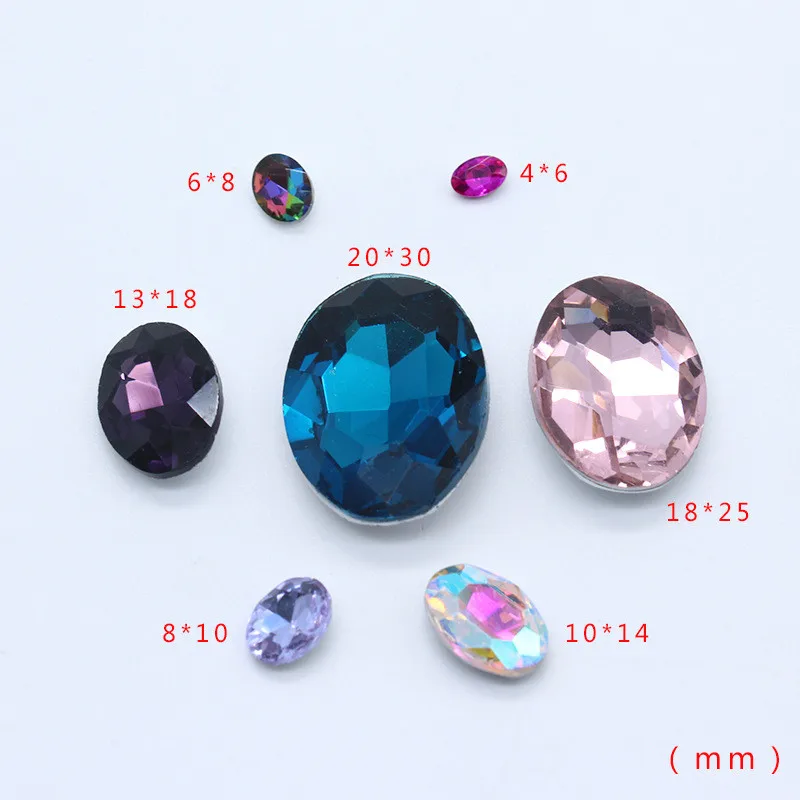 10 шт./упак. 3D ногтей Стразы блестящая Цвет Стекло Камень Кристалл Овальный острым