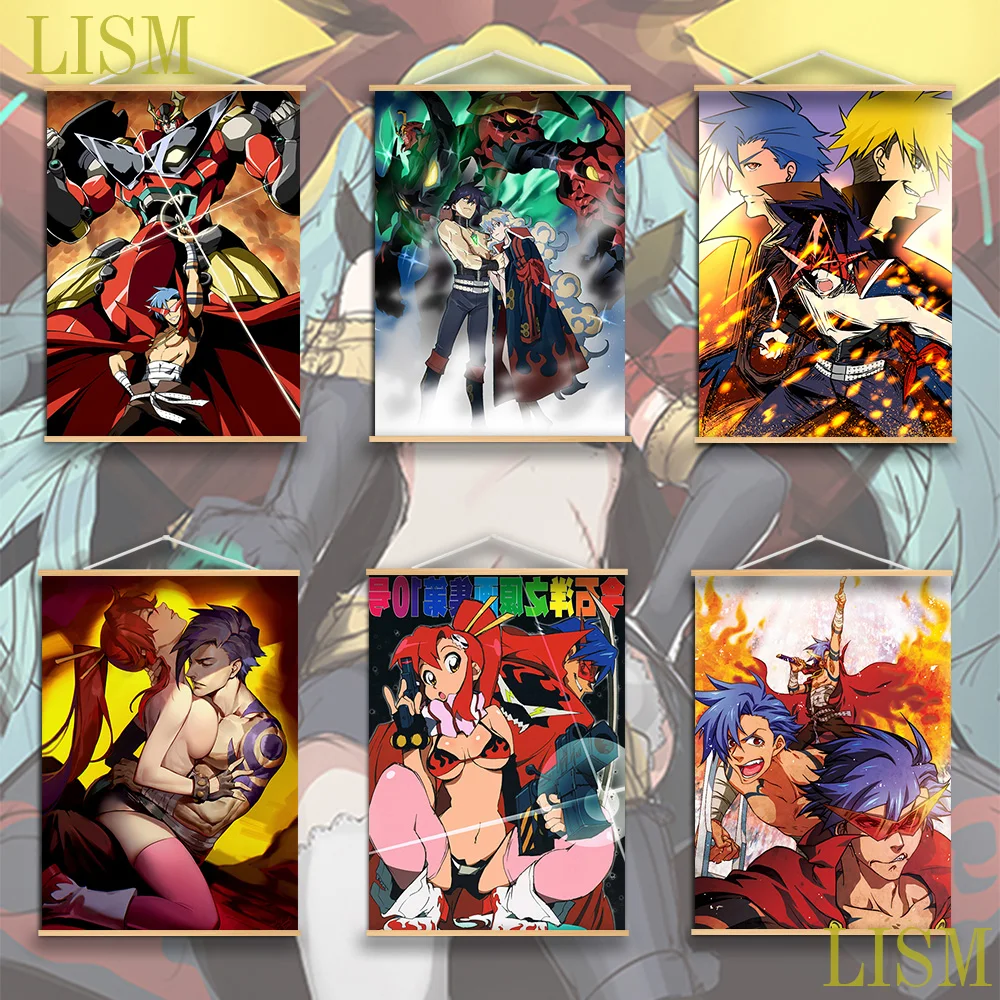 

Tengen Toppa Gurren Simon Family littner yoko Lagann Nia Teppelin Аниме Манга настенный постер из массива дерева висячая картина