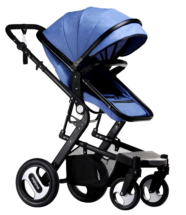 Black blue Детская коляска 3 в 1 с автомобильным сиденьем, высокая Ландшафтная коляска, складная детская коляска, автомобильные коляски, Горячая мама, детская прогулочная коляска - Цвет: Black blue