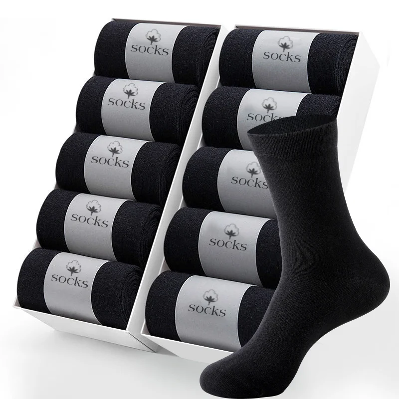 

Men's Cotton Socks New Style Black Business Men Socks Soft Breathable Summer Winter for Male Socks Plus Size (6.5-14)