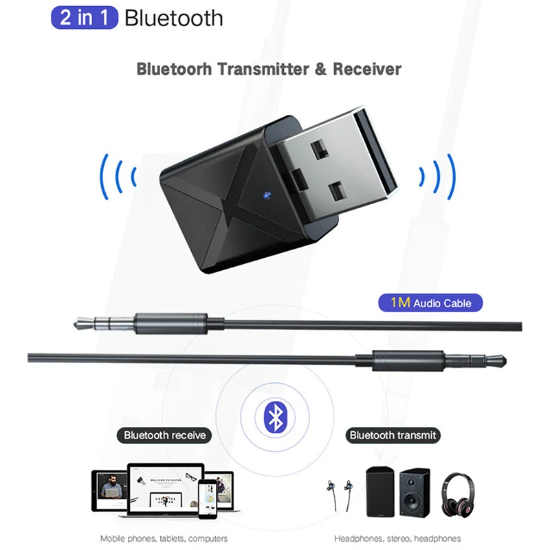 Bluetooth 5,0 аудио приемник передатчик мини стерео Bluetooth AUX RCA USB 3,5 мм разъем для ТВ ПК автомобильный комплект беспроводной адаптер