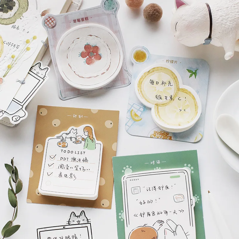 30sheets/pad My Cute Cat Roommate Memo Pad Planner Sticky Notes Paper Sticker Notepad Kawaii Stationery Office School Supplies cute lucky cat animal mini planner sticker notepad sticky notes school supplies material sticky memo agenda notes for student