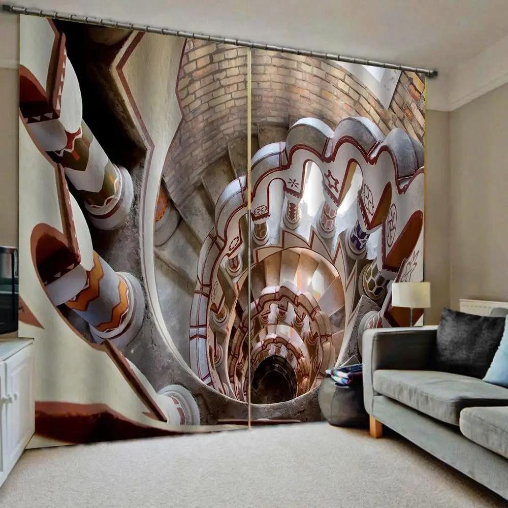 Прозрачные Занавески 3D для гостиной декор винтовой лестницы спальни плотные