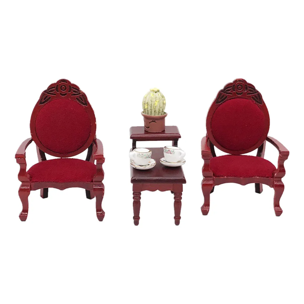 

Vintage Mini Dollhouse Furniture Carved Chairs Miniature Kids Pretend Play Toys Poppenhuis Meubels Doll House Furniture 1:12