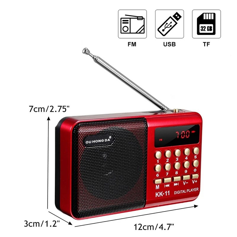 VicTsing K11 портативное мини радио USB TF MP3 плеер 3W fm перезаряжаемый динамик со звуком