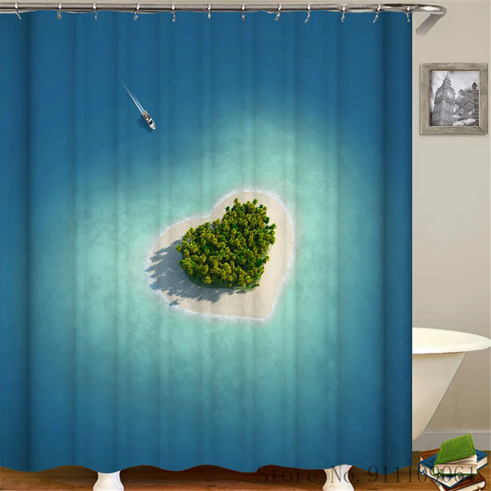 

Modern Simple Style Love 3D Print Shower Curtain Bathroom Decorative Waterproof and Mildew Proof Polyester Fabric Bath Curtain