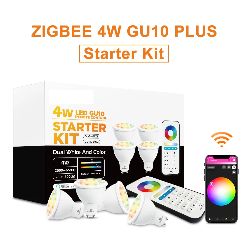 Светодиодный прожектор ZigBee GU10 RGB + CCT 4 шт. в упаковке фонарь для самостоятельного