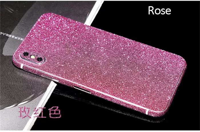 Rose Блестящая наклейка для телефона iPhone 11 Pro XS Max, Защитная пленка для всего тела, наклейка для iPhone X XR 8 7 6 Plus 5S - Цвет: Rose