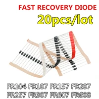 yyt 20pcs fr104 fr107 fr157 fr207 fr257 fr307 fr607 fr608 fast recovery diodes replace
