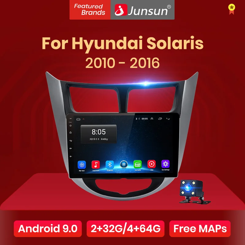 Junsun V1 2G+ 32G Android 9,0 DSP автомобильный Радио мультимедийный видео плеер для hyundai Solaris 1 2010- навигация gps 2 din без DVD