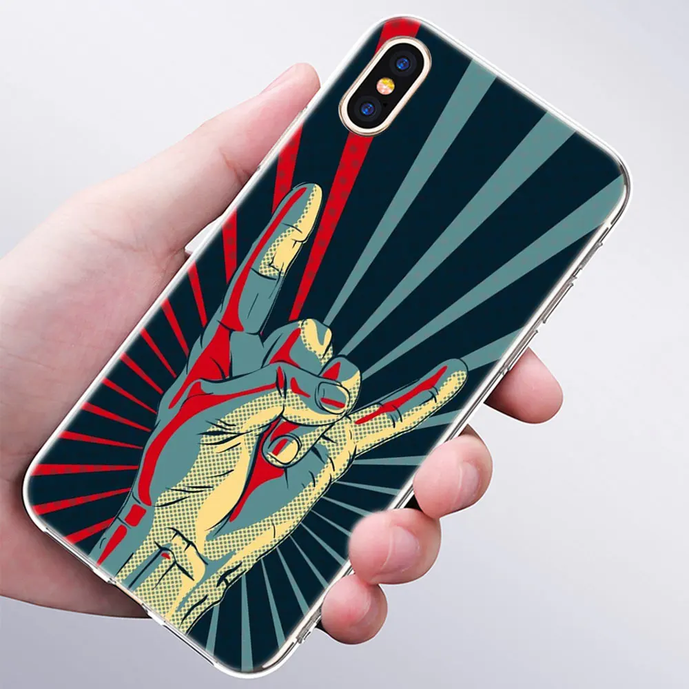 005 Роскошный мягкий силиконовый чехол для телефона Rock ролл череп для Apple iPhone 11 Pro XS Max X XR 6 6S 7 8 Plus 5 5S SE Модный чехол - Цвет: 005