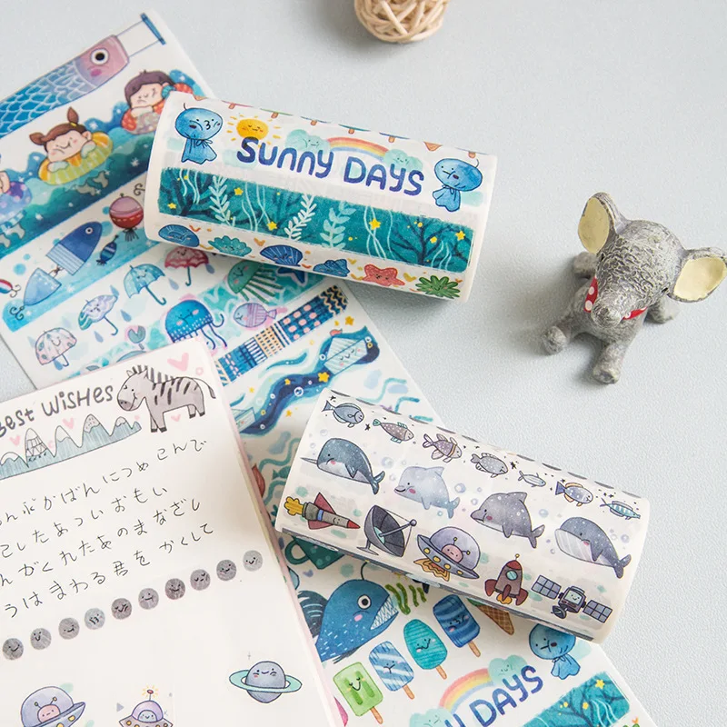 100 мм * 3 м океан животных милый мультфильм девушки васи лента Kawaii японская