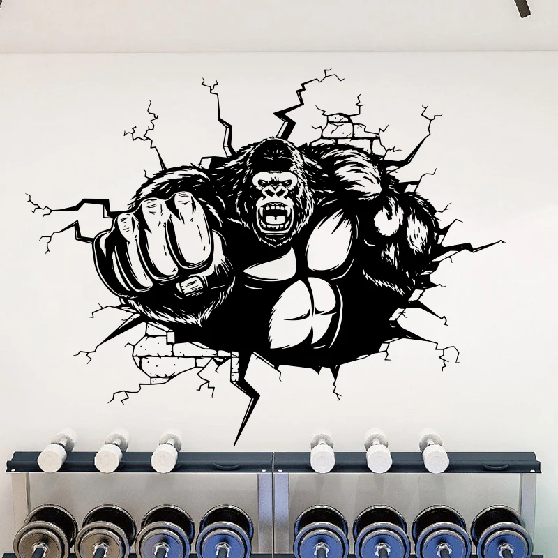 

Рев гориллы шимпанзе стикер настенный для спортзала с принтом «обезьяна» Фитнес блины для кроссфита Бодибилдинг спорта на открытом воздух...