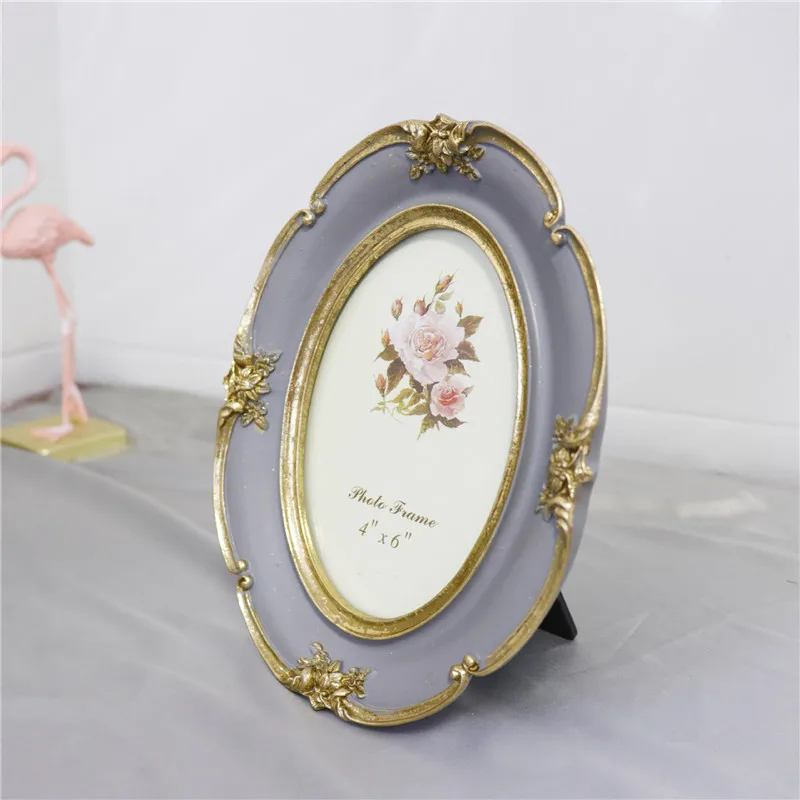 Ретро эллиптическая фоторамка 6/7 дюйма овальная настольная из смолы Свадебная