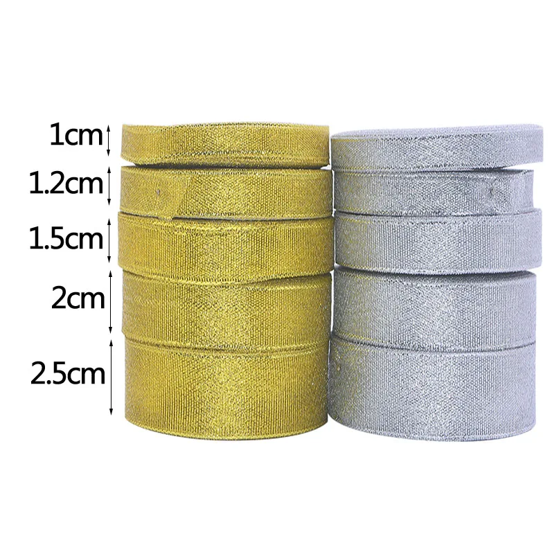 Блестящая серебряная Золотая лента фоторемень 25 ярдов для свадебного украшения