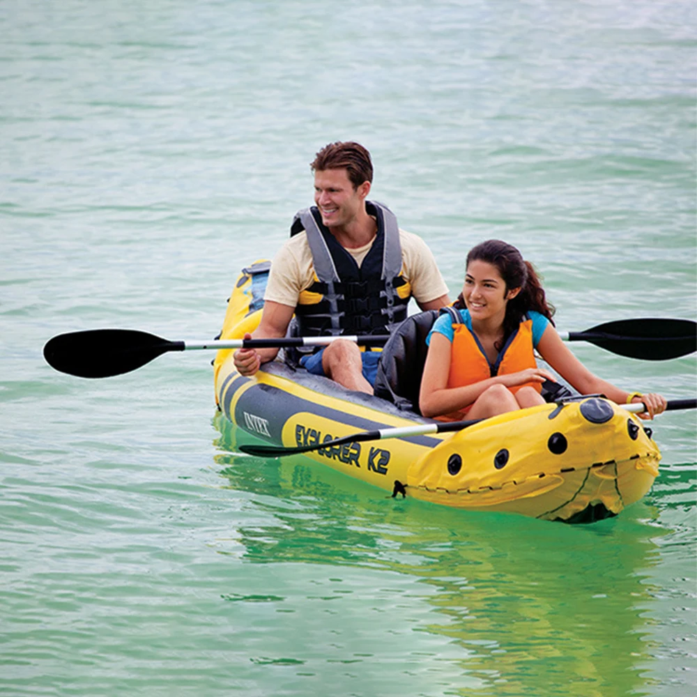 Надувная рыбацкая лодка на 2 человека спортивный каяк каноэ надувная из ПВХ плот