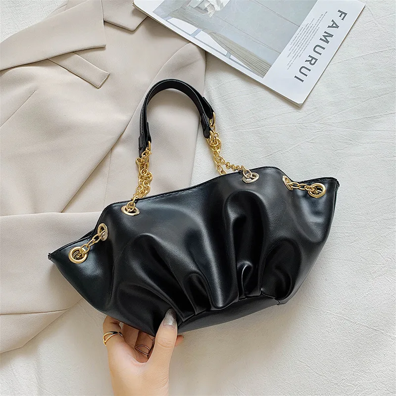 

Women Simple Creative Dumplings Chains Messenger Bag Designer Retro 2020 New Fashion Cloud for Female Crossbody Bags Tide Clutch