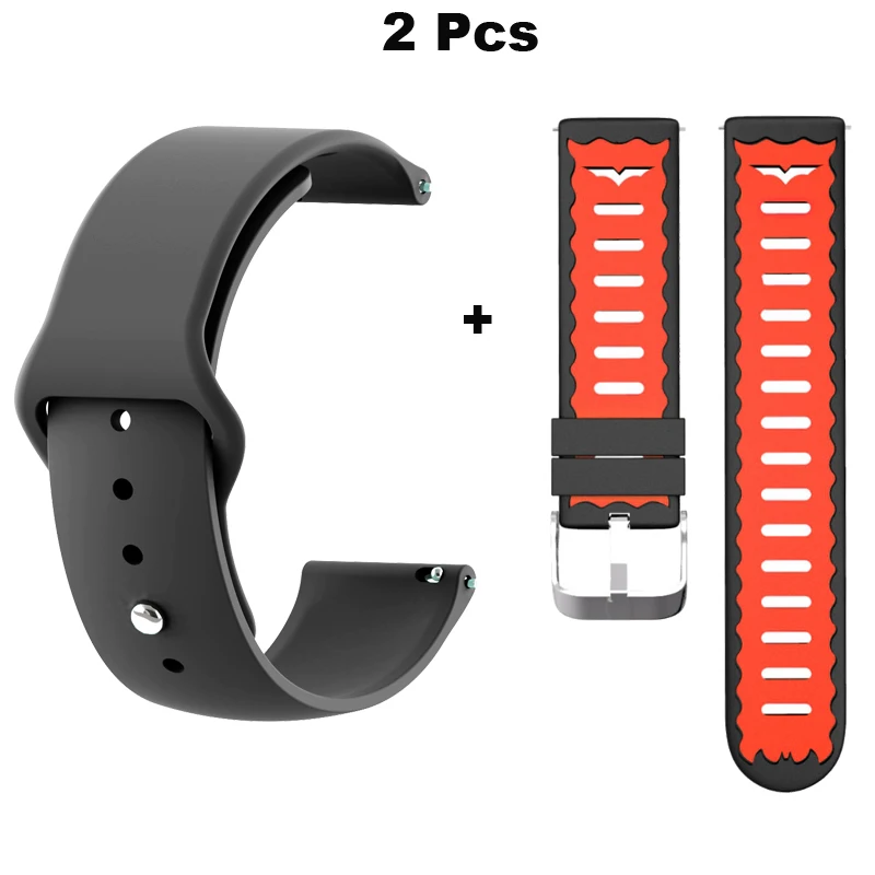 Браслет 22 мм для Xiaomi Huami Amazfit GTR 47 мм Pace Stratos 2 ремешок для часов samsung gear S3 Galaxy 46 мм ремешок для часов Correa - Цвет: Black-Black red