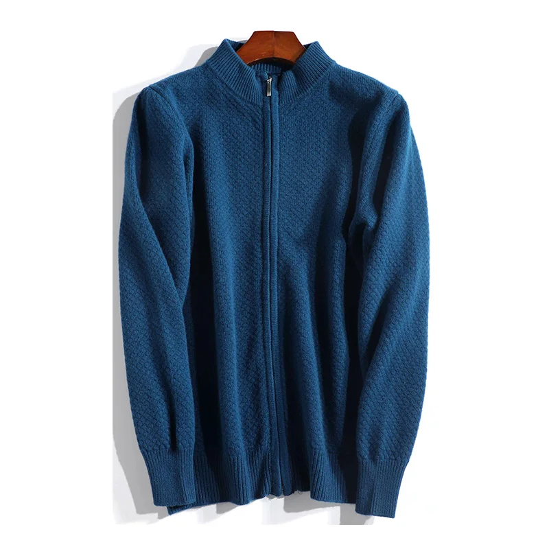 

2020 Men's Knitted Jacket Round Collar Soft Autumn Winter Men Wearing Zipper Sweaters 100% Wool Kashmir PDG1840