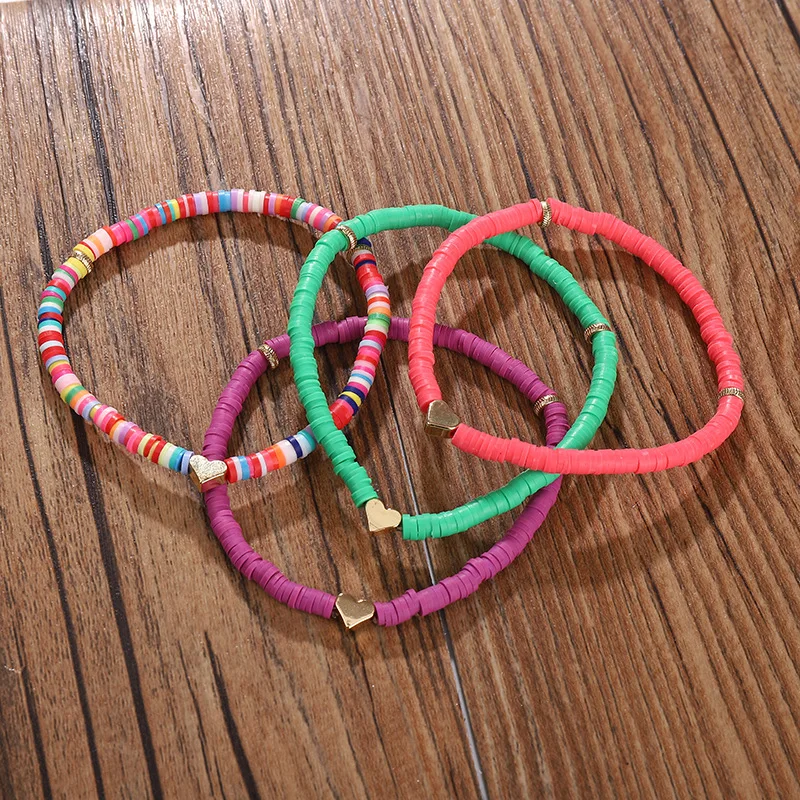 Женский браслет из полимерной глины в форме сердца 4 мм|Плетеные браслеты| |