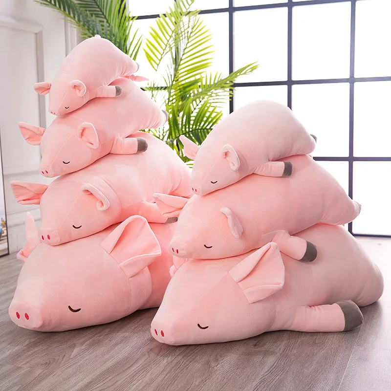 Большая мягкая подушка в виде спящей свиньи 40 100 см|Персонажи мультфильмов и кино|