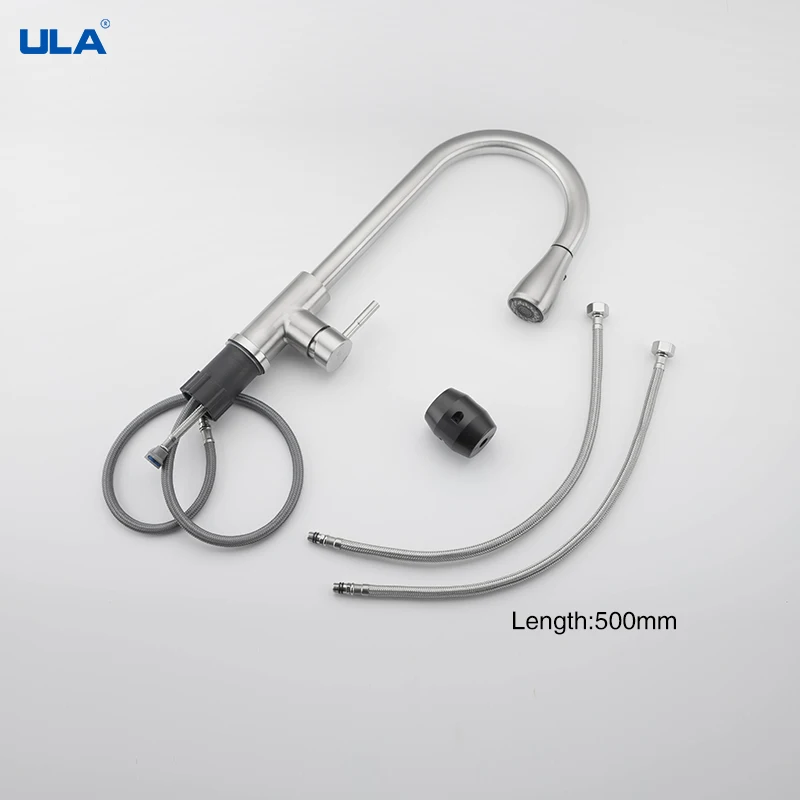 Кухонный Смеситель ULA черный кухонный кран с выдвижным носиком распылителем для