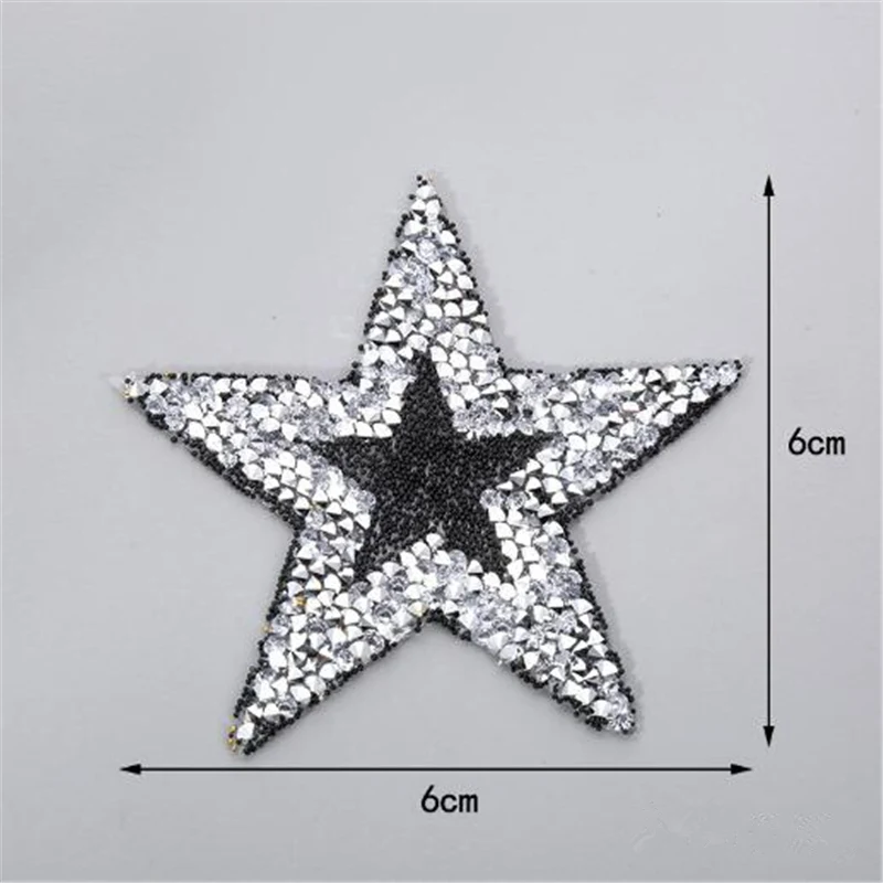 silver black 1 шт. стразы звезда металлическая аппликация DIY мотив патч для нашивка для одежды паста для одежды сумка обувь - Цвет: silver black