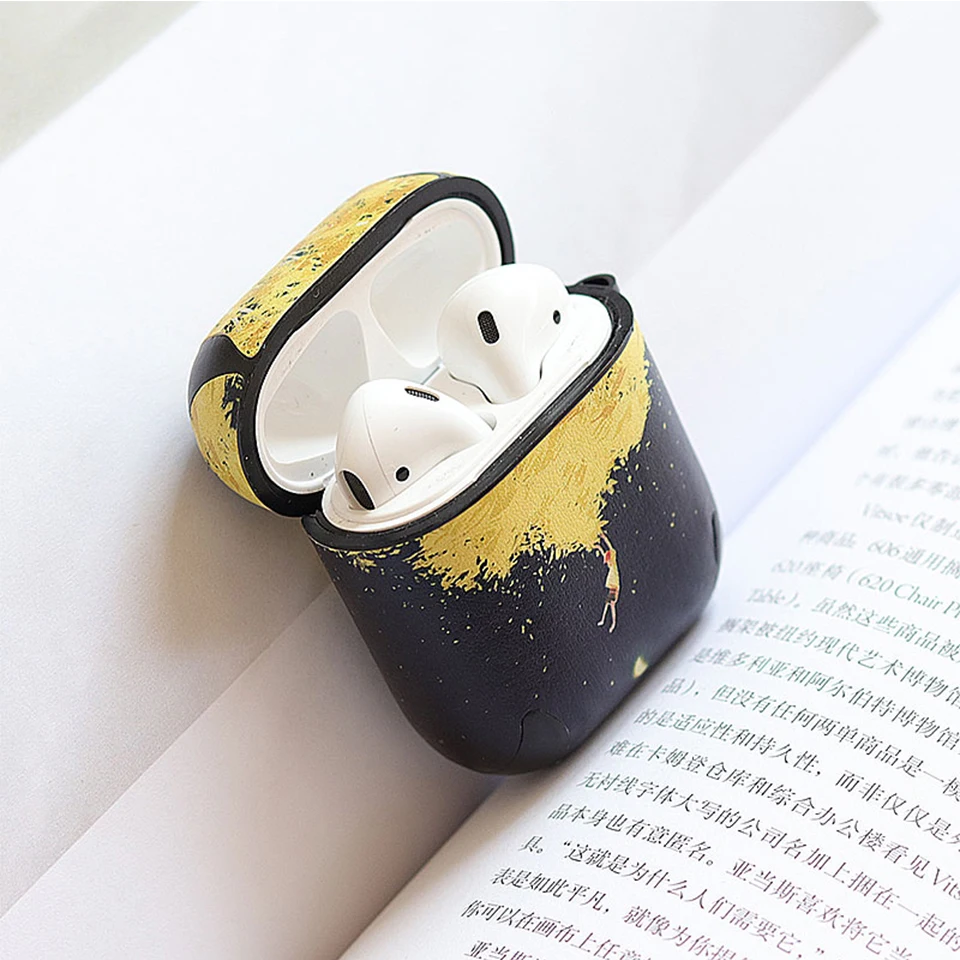 Роскошный чехол ПУ кожа с принтом для Apple Airpods 1 2 Аксессуары Защитная крышка зарядная Коробка Чехол Сумки сплит дизайн оболочки