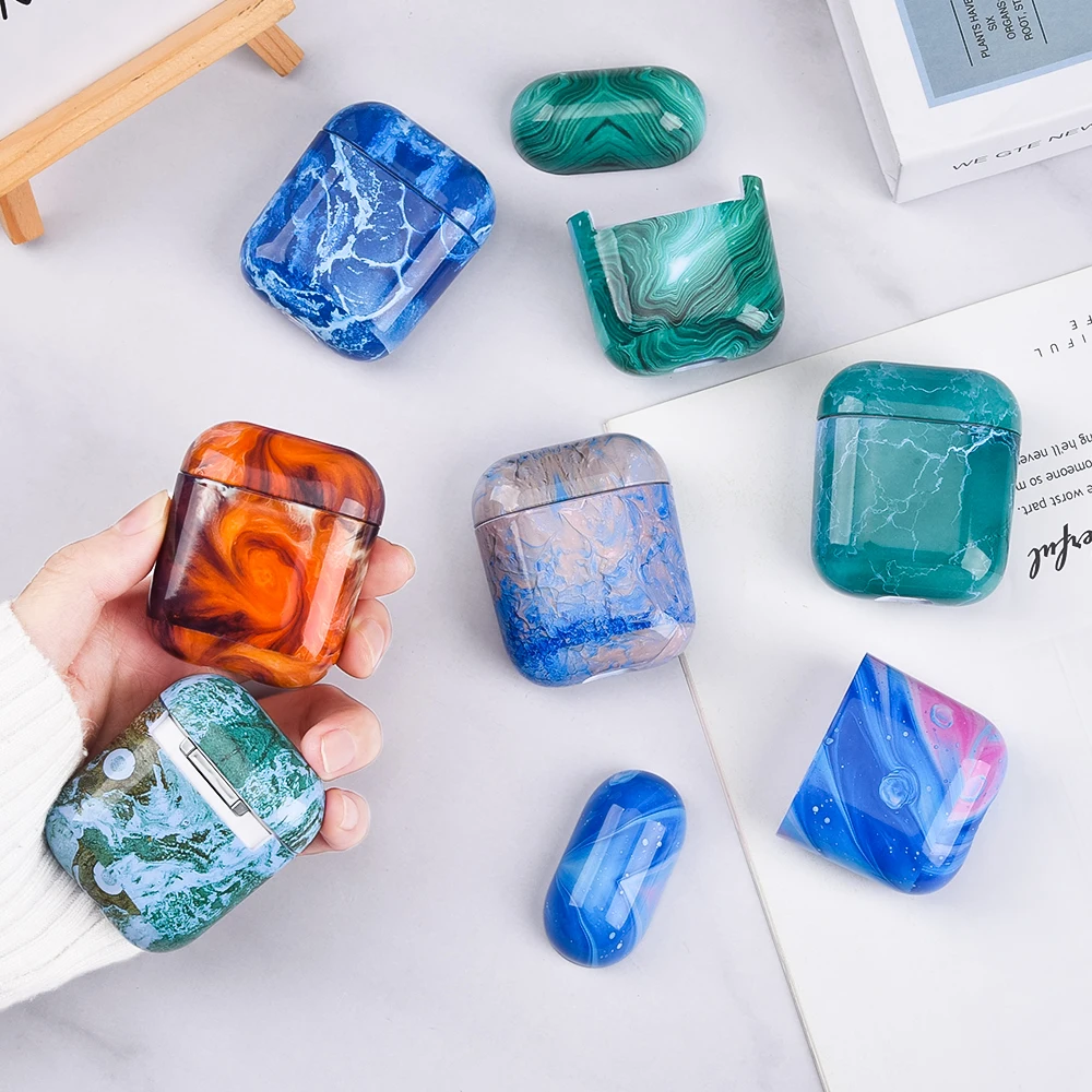 Роскошный Мраморный Жесткий Чехол для беспроводных наушников из поликарбоната