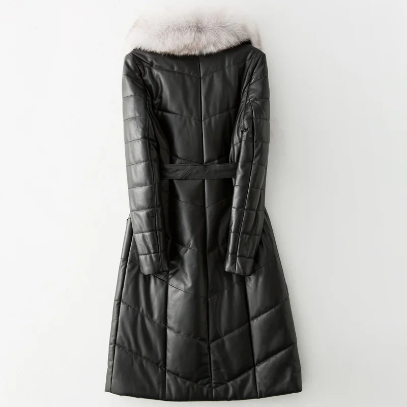 4XL Veste Femme Parkas Genuine Leather Jacket Women 2022 Winter Faux Fox Fur Collar Parkas Female Duck Down Coats