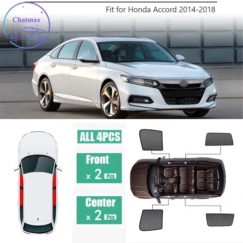 

For Honda Accord 2014-2018 Window Sunshade UV Protection Ray Blocking Mesh Visor Laser Black Net Yarn