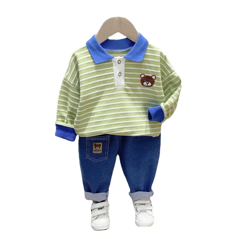 

Infant Tracksuit New Spring Autumn Children Cartoon Clothes Baby Boys Girls Striped T Shirt Pants 2Pcs/sets Kid Toddler Clothing