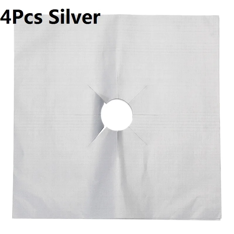 1Pc Silver Газовые протекторы для плиты крышка лайнер алюминиевая фольга чистый коврик плита протектор кухонные аксессуары - Цвет: 1Pc Silver