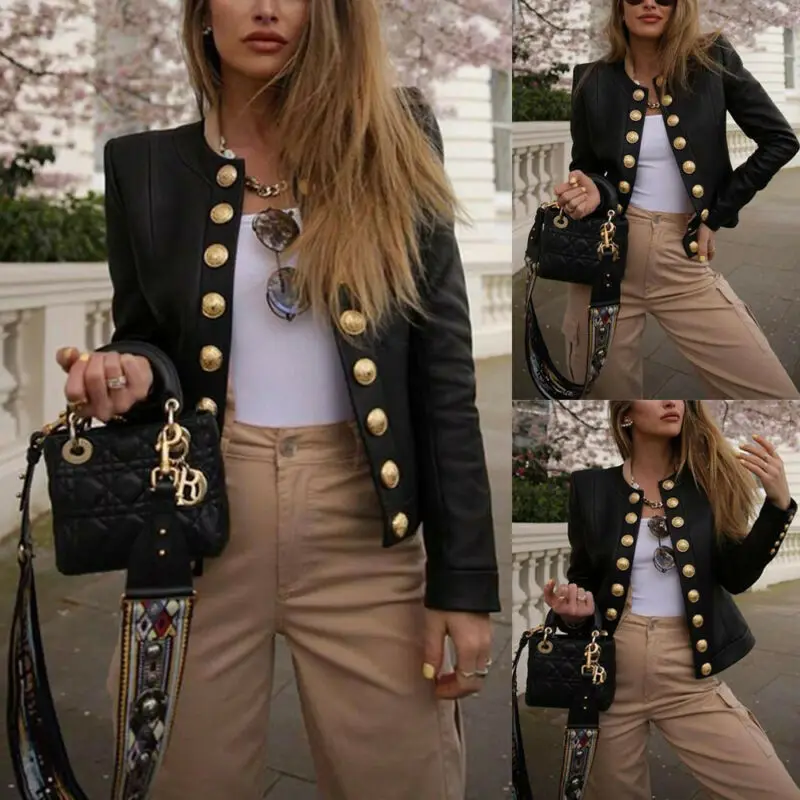 2019 Модные женские куртки топы с длинным рукавом черная куртка женское короткое