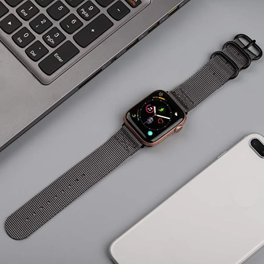 Лидер продаж нейлоновый ремешок для часов для Apple Watch Series 5 4 40 мм 44 мягкие спортивные нейлоновый браслет 38 мм/42 мм, ремешок для наручных часов iwatch 1/2/3
