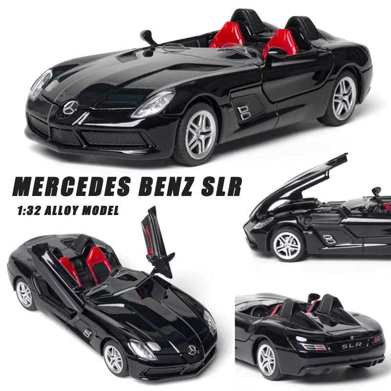 Coche de juguete Mercedes Benz SLR Roadster, vehículo de Metal en miniatura, Colección, regalos de