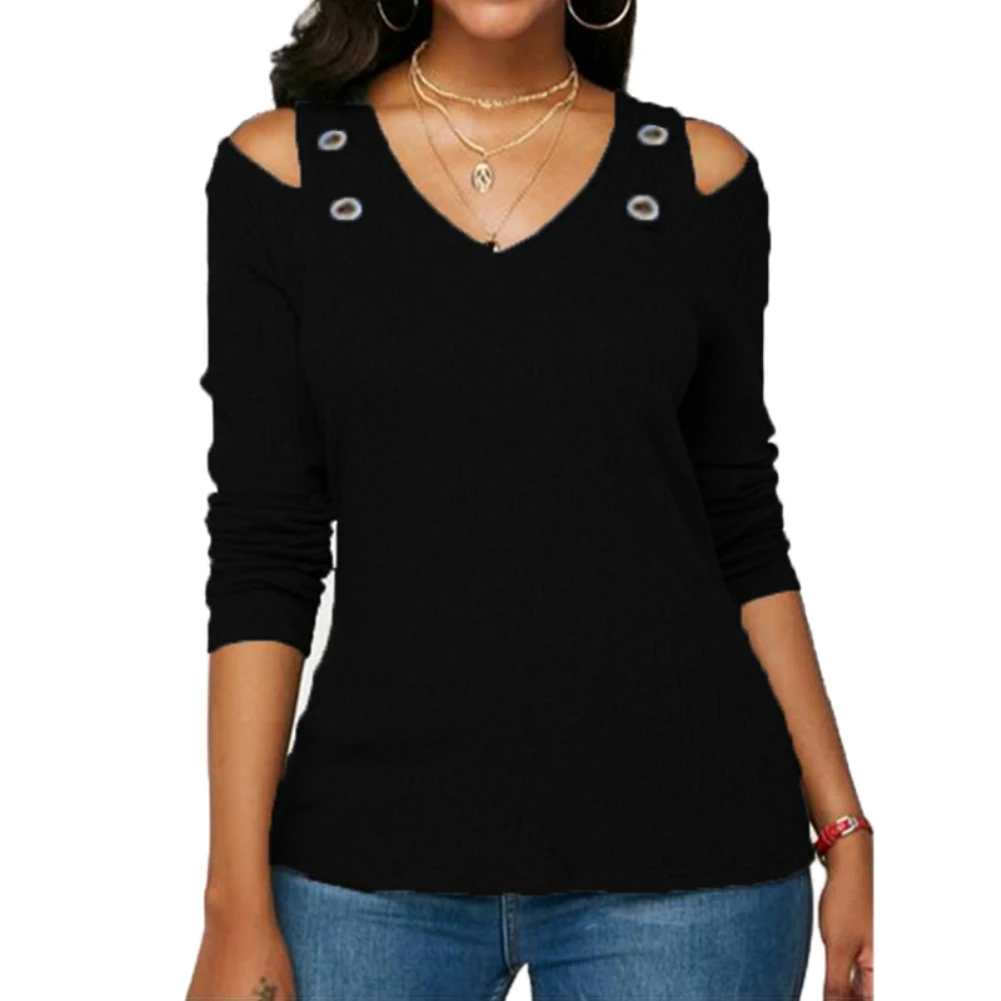 Женская Повседневная Блузка однотонная блузка с круглым вырезом и длинными