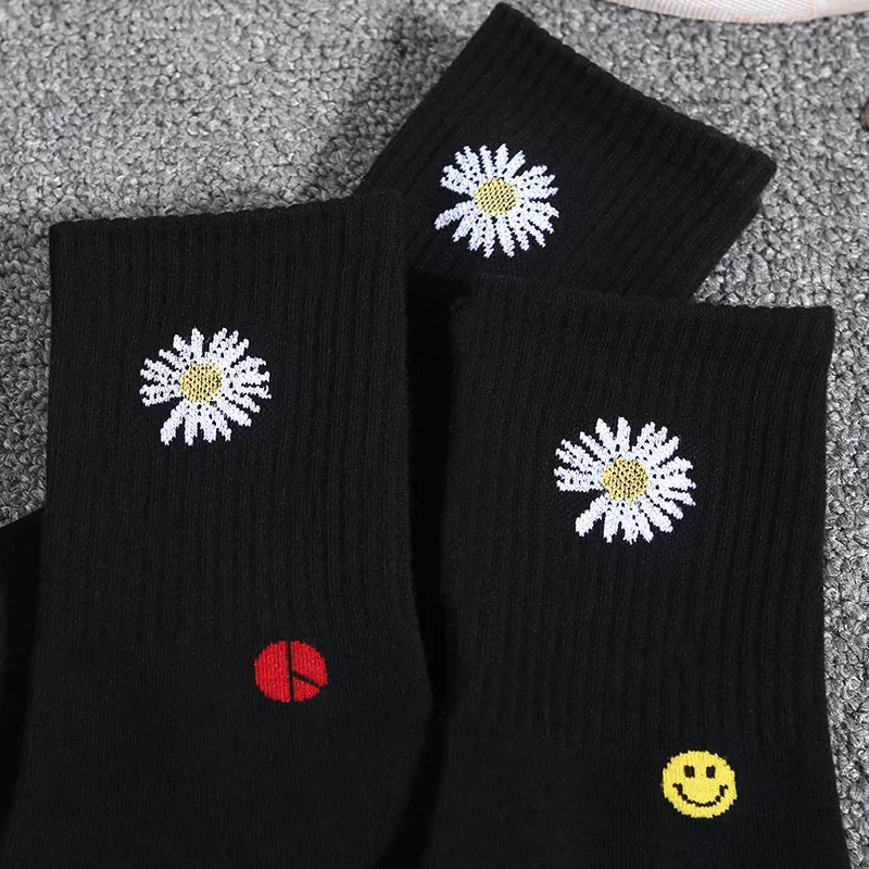 Модные Хлопковые женские носки с принтом корейские брендовые вышитыми