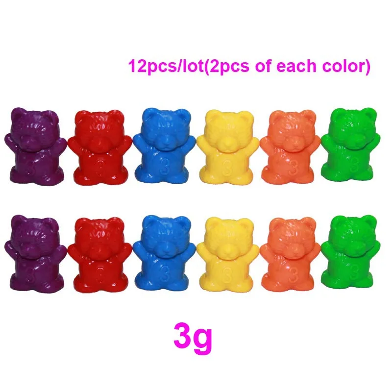 3g (12pcs) 12 шт./партия, 6 цветов, счетные медведи, Обучающие игрушки Монтессори для детей ясельного возраста, сортировка цветов для изучения математики, инструменты, детские игрушки - Цвет: 3g (12pcs)