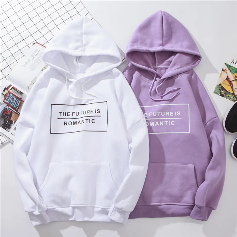Новинка зимы Harajuku Женская толстовка с капюшоном черная розовая каваи с надписью пуловер белая большая толстовка белые топы WP508