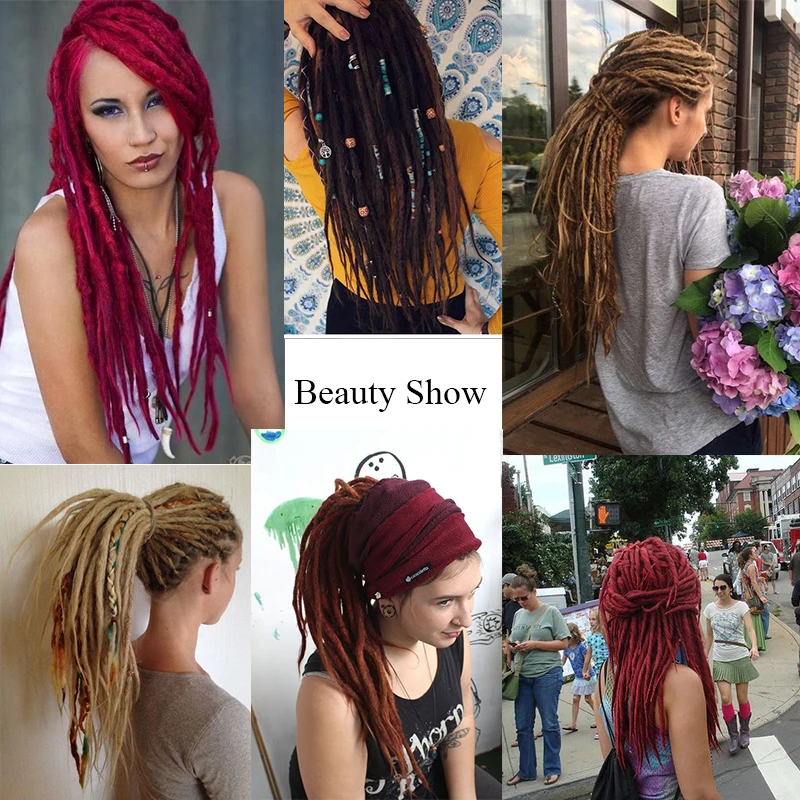 

Syntehtic Dreadlocks Hair Extension For Women And Men Handmade Dreads Brown Blond Crochet Braiding Hair Pieces 10 Strand/Packs