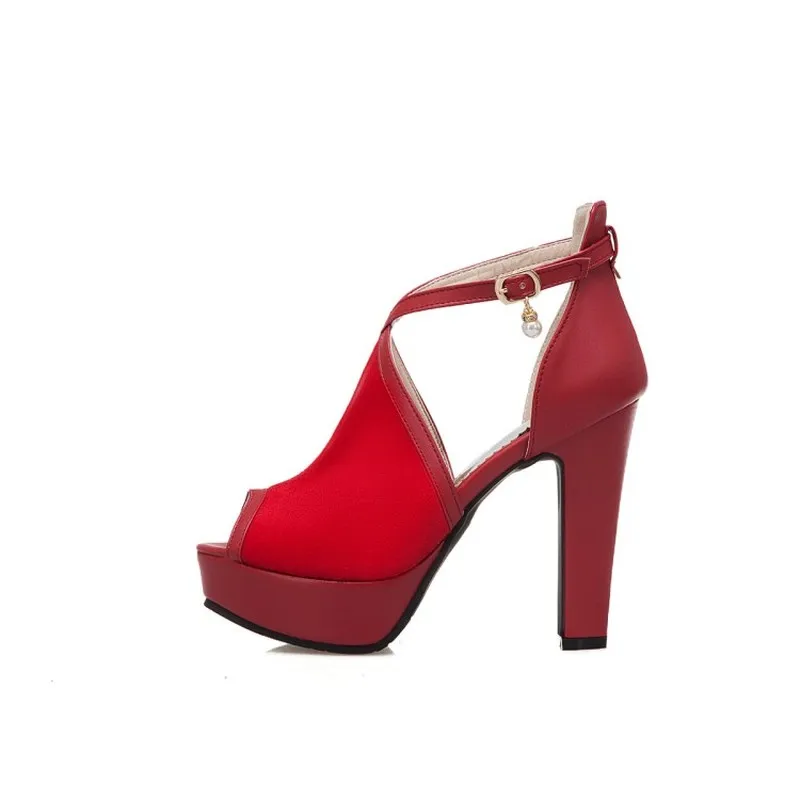 Женские босоножки на очень высоком каблуке с пряжкой открытым носком толстом