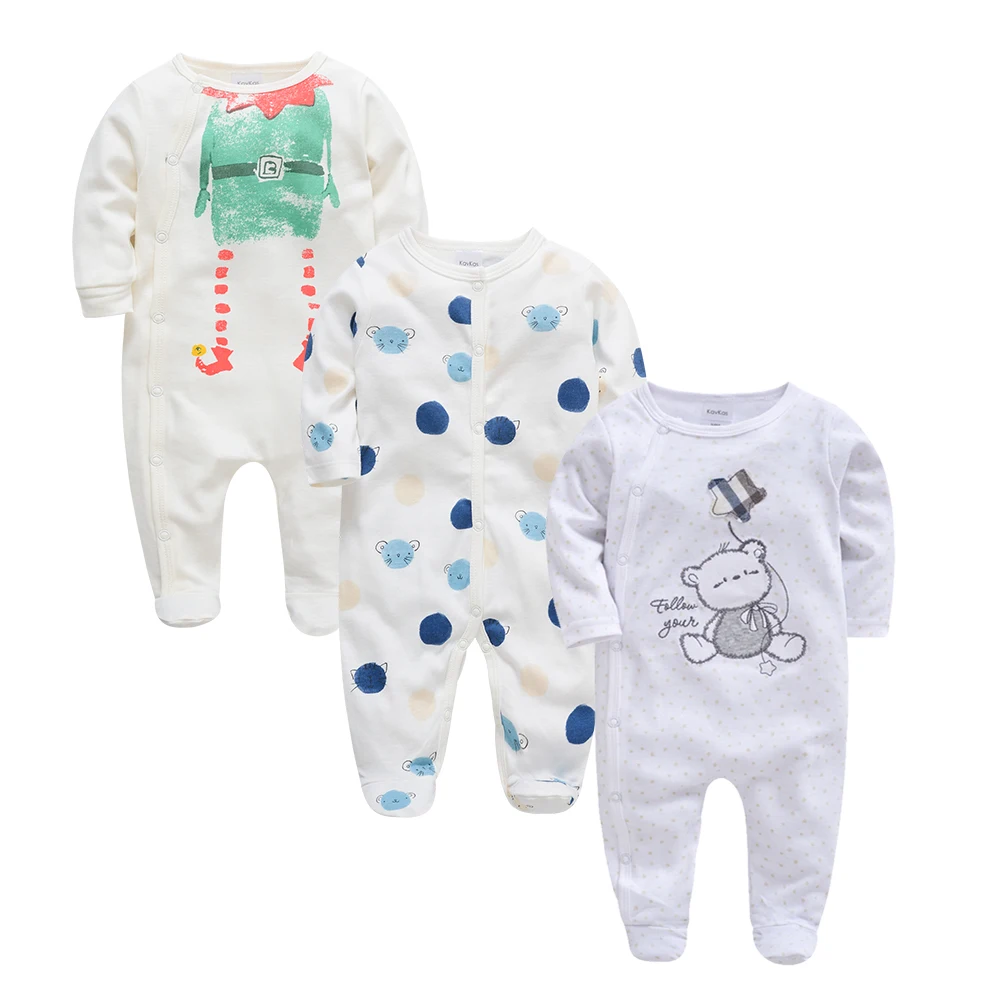 Детские комбинезоны для новорожденных 3 шт./лот Комбинезон из 100% хлопка с
