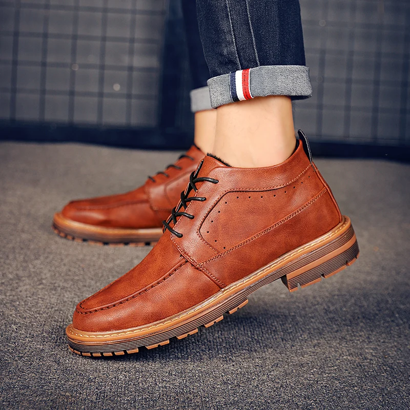 HUNNISE/повседневные мужские ботинки качественные мотоциклетные из искусственной