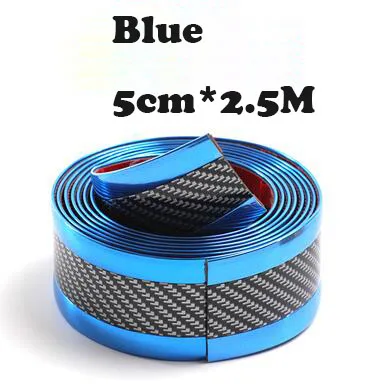 Blue 5cm X 2.5M Углеродное волокно резиновый порог 5D Защитная Автомобильная Наклейка для Toyota Corolla аксессуары e120 аксессуары для салона автомобиля - Название цвета: Blue 5cm X 2.5M