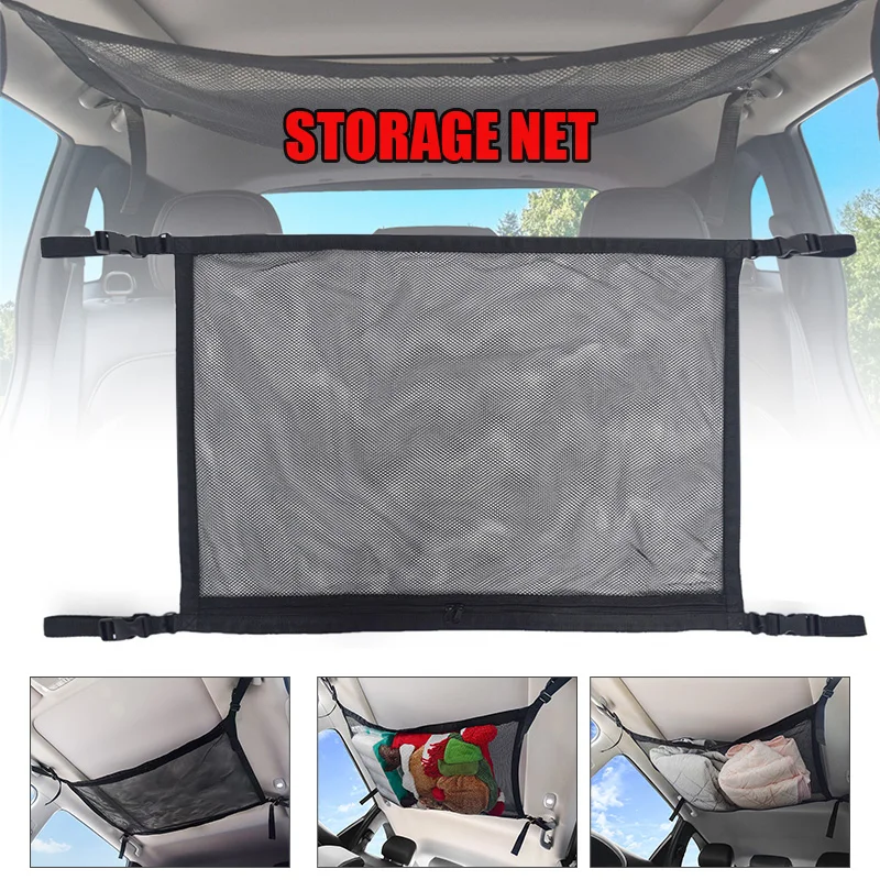 

Новая потолочная карманная сетка для хранения автомобиля, грузовика, универсальная интерьерная сумка для груза на крыше автомобиля с молни...