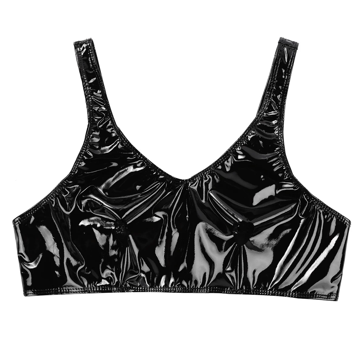 Женское сексуальное нижнее белье из лакированной кожи с открытыми сосками