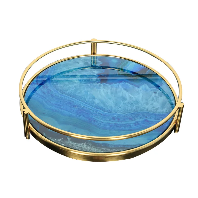 

NORDIC LIGHT LUXURY METAL AGATE STONE TRAY TRAY TEA TABLE STORAGE ACCESSORIES ORNAMENTS HOME CRAFTS PENDULUM
