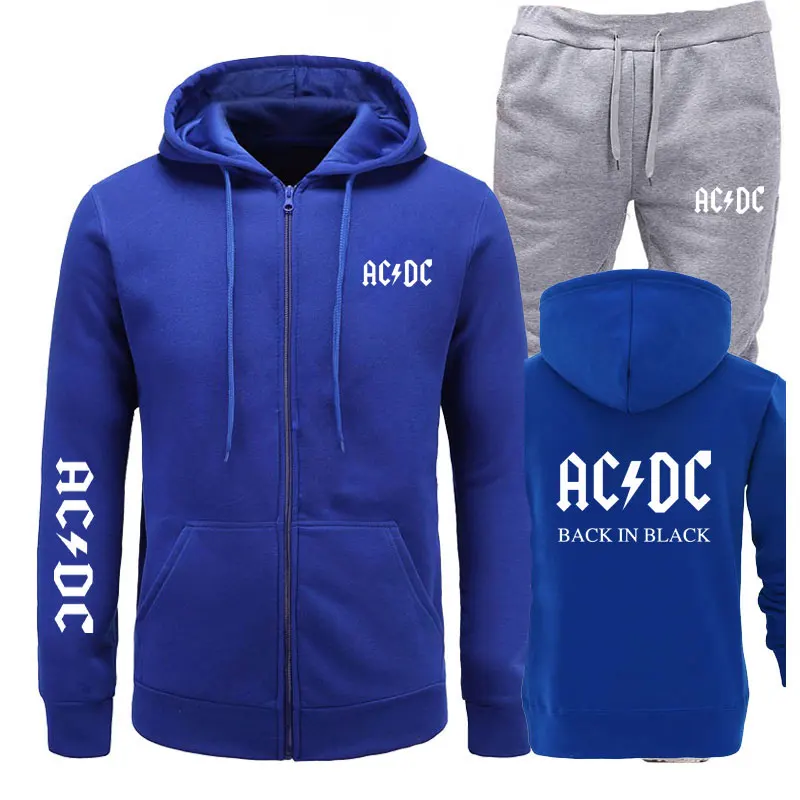 Бренд, толстовки+ штаны для мужчин, бренд AC/DC, рок-принт с графическими буквами, модная мужская спортивная одежда, повседневный мужской спортивный костюм, костюмы