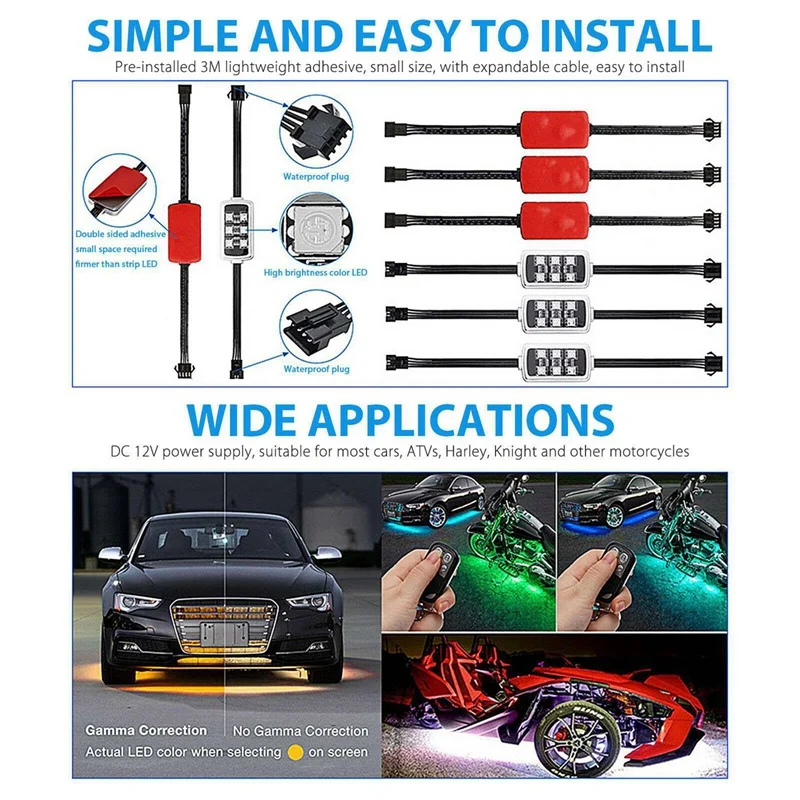 6 шт. светодиодная неоновая осветительная лента RGB для мотоцикла квадроцикла |